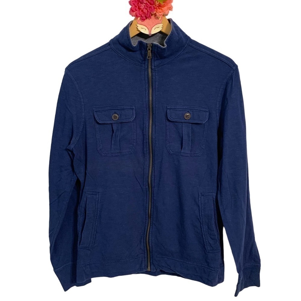 Banana Republic jacket zip up lightweight patch pocket navy blue size large